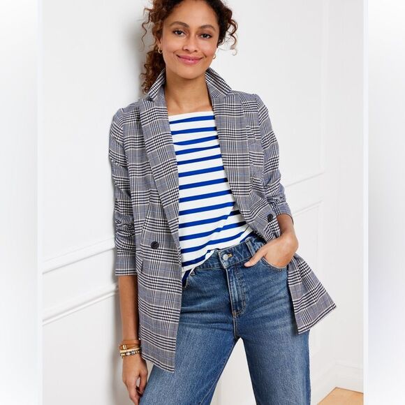 Talbots Modern Longer Lenght Glen Plaid Blazer Size 2 NWOT - Picture 1 of 12